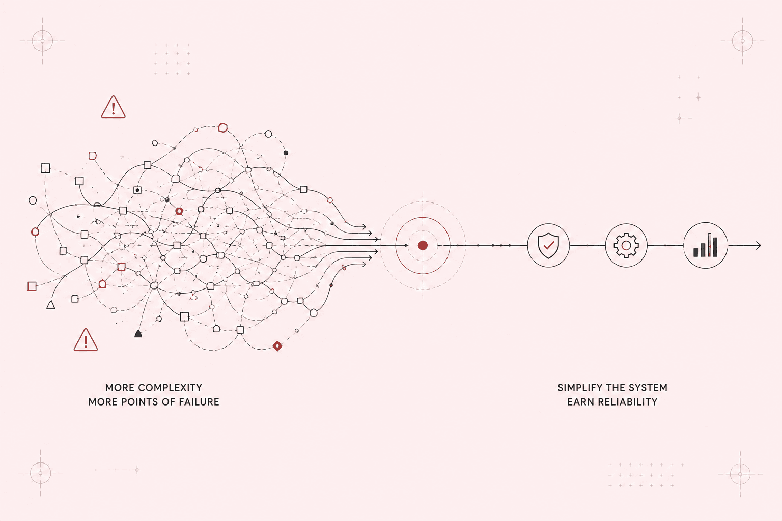 Complexity and reliability diagram showing how connected product complexity erodes system reliability