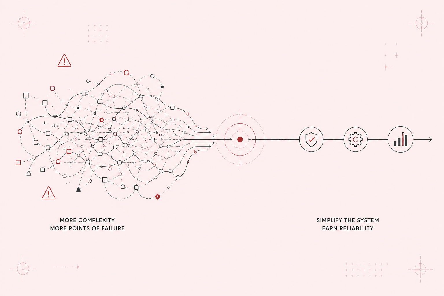 Complexity and reliability diagram showing how connected product complexity erodes system reliability